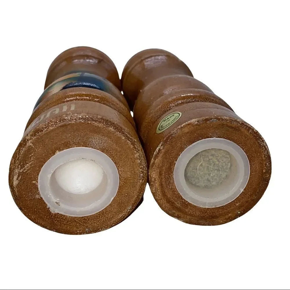 Vintage Aloha Hawaii Wood Kitsch Tall Salt and Pepper Shakers